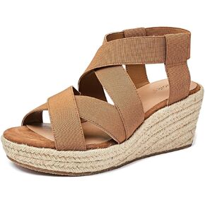 Luoika Women's Wide Width Wedge Sandals, Platform Ankle Strap Open Toe Espadrille Wedge Pump Heel Women's Sandals Concise Casual Summer Shoes.