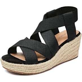 Luoika Wide Wide Width Widge Wedge ، منصة الكاحل ، فتح إصبع القدم Espadrille Pump Pump Heel Women’s Sandals موجزة بالأحذية الصيفية غير الرسمية. in Kuwait
