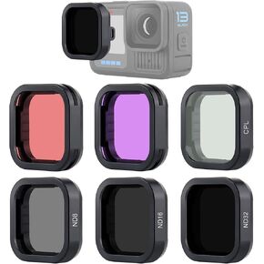 6-Pack ND Filter/Diving Filter Set for GoPro 13, Accessories Kit for GoPro Hero 13 Black with CPL/ND32/ND16/ND8 & 2 Color Red Filters for Day Photography and Diving Recording