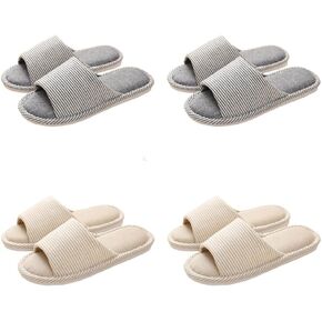 Womens Slipper House Slippers Men,4 Pairs Spa Slippers, Non Slip Disposable Slippers for Guest Washable Guest Slippers Travel Slippers Slide Slipper Bride Slippers with 4 Different Sizes