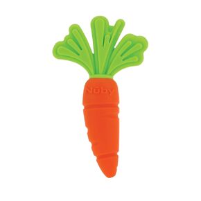 Nuby Carrot Massaging Teether with Green Carrot Top Bristles, 3+ Months