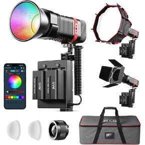 GVM 3-Pack PL60C Portable RGB Video Light Kit, COB Studio Lights with Batteries, Softboxes, Zoom Lens, Barndoor, CRI≥97 LED Photography Lighting for Video Recording, 16 Scenes 2700~6800K APP Control