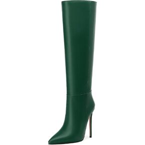 أحذية عرضية عالية للنساء للنساء مدببة أخمص القدمين الخنجر عالية الكعب 4.7 بوصة السحب على Boots Tall Classic Party Dating Fall Winter Shoes