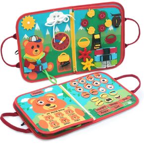 CHEFAN Busy Board for Toddlers,Busy Book Montessori Toys for 1 2 3 4 Year Old,Sensory Toys Activity for Learning Fine Motor Skills,Autism Quiet Book Educational Toys for Girls & Boys Gifts
