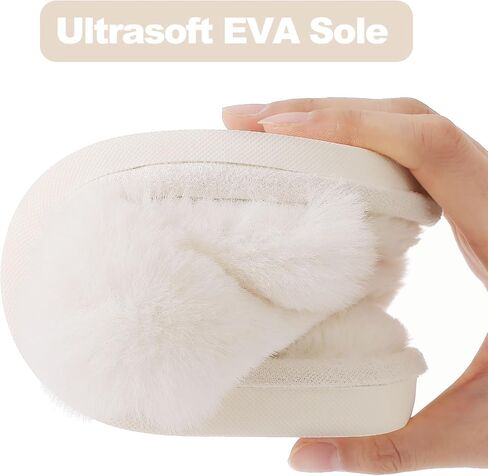 Evshine 2Pairs 4Pairs Memory Foam Fuzzy House Slippers for Women | 2Pairs 4Pairs Faux Fur Cross Band Open Toe Indoor Slippers, Gifts for Women, Moms and Bridesmaids in Saudi Arabia