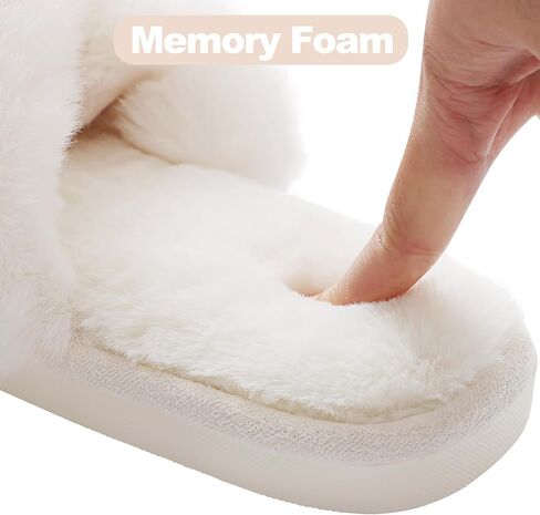 Evshine 2Pairs 4Pairs Memory Foam Fuzzy House Slippers for Women | 2Pairs 4Pairs Faux Fur Cross Band Open Toe Indoor Slippers, Gifts for Women, Moms and Bridesmaids in Saudi Arabia