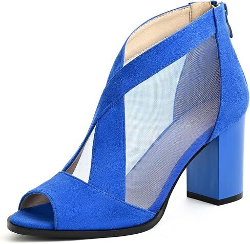 Cut Out Mesh Sandals High Block Heels Peep Toe Summer Ankle Boots in Saudi Arabia