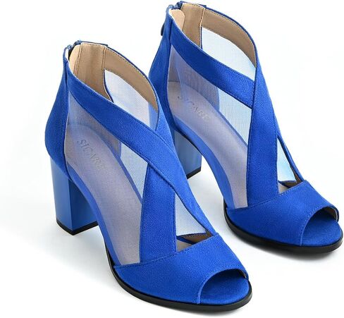 Cut Out Mesh Sandals High Block Heels Peep Toe Summer Ankle Boots in Saudi Arabia