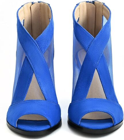 Cut Out Mesh Sandals High Block Heels Peep Toe Summer Ankle Boots in Saudi Arabia