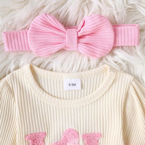 Little Sister Newborn Outfits Lil Sis Embroidery Romper Knit Ribbed Jumpsuit Bell Bottoms Baby Coming Home Outfit in Saudi Arabia