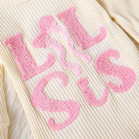 Little Sister Newborn Outfits Lil Sis Embroidery Romper Knit Ribbed Jumpsuit Bell Bottoms Baby Coming Home Outfit in Saudi Arabia
