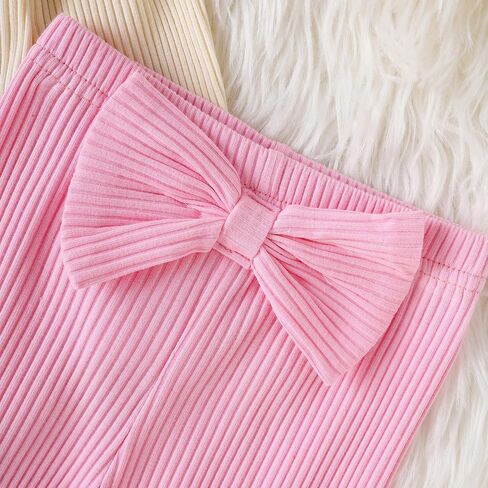 Little Sister Newborn Outfits Lil Sis Embroidery Romper Knit Ribbed Jumpsuit Bell Bottoms Baby Coming Home Outfit in Saudi Arabia