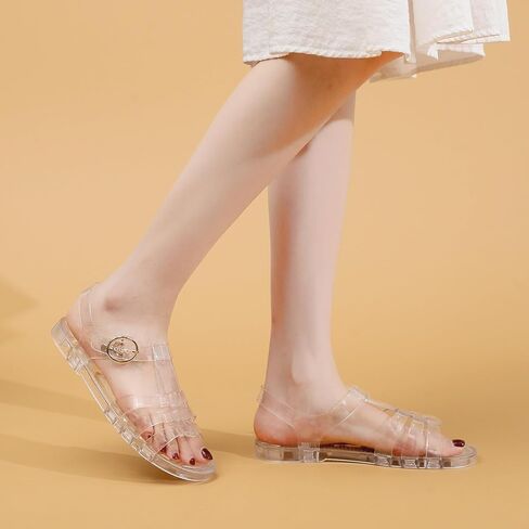 Toddler Sandals Jelly Shoes Girls Unisex Boy Flat Retro Slides Clear Kids Water Slippers Slingback Summer Beach Size 8 Adjustable Buckle Glitter Dress Soft in Kuwait