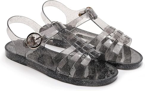 Toddler Sandals Jelly Shoes Girls Unisex Boy Flat Retro Slides Clear Kids Water Slippers Slingback Summer Beach Size 8 Adjustable Buckle Glitter Dress Soft in Kuwait