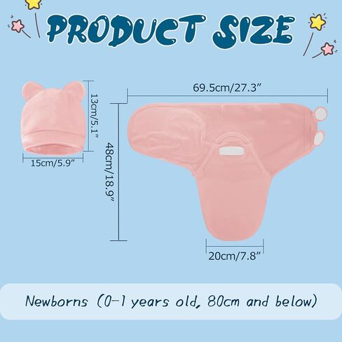 Baby Swaddle Sleep Sacks with Hats for 0-3 Months Baby Swaddle Blanket Wrap Newborn Swaddles Sack for Baby Boy Girl in Saudi Arabia