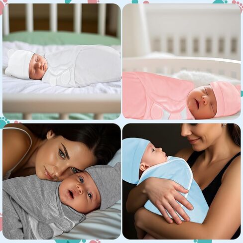 Baby Swaddle Sleep Sacks with Hats for 0-3 Months Baby Swaddle Blanket Wrap Newborn Swaddles Sack for Baby Boy Girl in Saudi Arabia