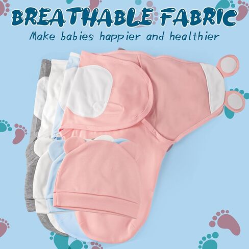 Baby Swaddle Sleep Sacks with Hats for 0-3 Months Baby Swaddle Blanket Wrap Newborn Swaddles Sack for Baby Boy Girl in Saudi Arabia