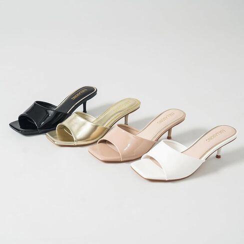 Women's Kitten Heels Sandals Low Heels Slip On Slides 2 Inch Heeled Square Open Toe Sandals for Women in Saudi Arabia