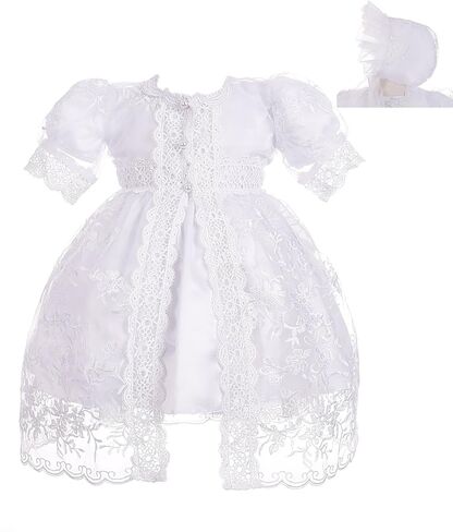 Lito Angels Baby Girls مقرض ثوب معمودية التعميد مع كيب بونيت in Kuwait