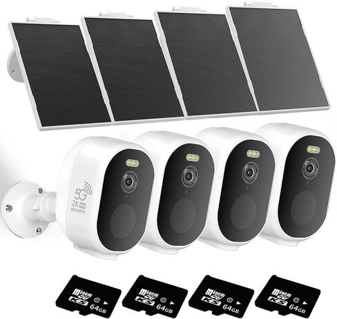 كاميرات الأمان اللاسلكية في الهواء الطلق ، نظام أمن المنزل 2K/3MP QHD 4 كام مع عرض 130 درجة ، الرؤية الليلية ، الأضواء ، IP65 مقاوم للماء ، دعم Alexa ، 2.4 جيجا هرتز و 5 جيجا هرتز ، سحابة/SD in Kuwait