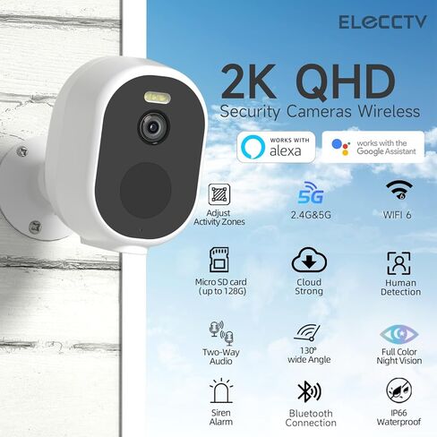 كاميرات الأمان اللاسلكية في الهواء الطلق ، نظام أمن المنزل 2K/3MP QHD 4 كام مع عرض 130 درجة ، الرؤية الليلية ، الأضواء ، IP65 مقاوم للماء ، دعم Alexa ، 2.4 جيجا هرتز و 5 جيجا هرتز ، سحابة/SD in Kuwait
