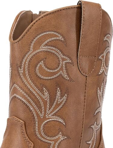 DREAM PAIRS Women's Cowboy Cowgirl Western Boots Embroidered Stitched Ankle Boots Square Toe Chunky Heel Fashion Short Booties with Zipper in Kuwait