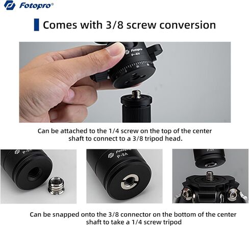 Fotopro Carbon Fiber Tripod Tubod 12 "/31cm 3-Section Tripod Center Colled Max Load 11 lbs in Kuwait