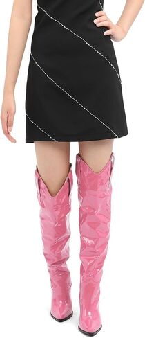 أحذية Movinsteps عالية الأحذية للنساء فوق أحذية الركبة براءات براءة اختراع مكتنزة عالية من إصبع القدم المسحوب على الأحذية الطويلة الأنيقة الأزياء الكلاسيكية طويلة القامة in Kuwait