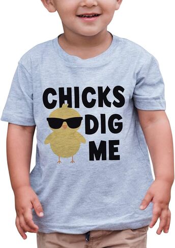 7 ate 9 Apparel Chicks Dig Me! Boy's Novelty Easter Tshirt in Saudi Arabia