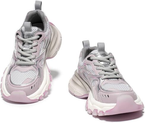 Running Shoes for Women, Chunky Platform Sneakers Womens, Lace-up Casual Road Sport Tennis Fashion Leather Walking Shoes in Saudi Arabia