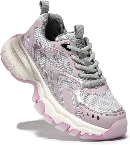 Running Shoes for Women, Chunky Platform Sneakers Womens, Lace-up Casual Road Sport Tennis Fashion Leather Walking Shoes in Saudi Arabia