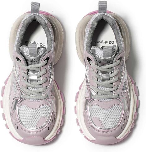 Running Shoes for Women, Chunky Platform Sneakers Womens, Lace-up Casual Road Sport Tennis Fashion Leather Walking Shoes in Saudi Arabia