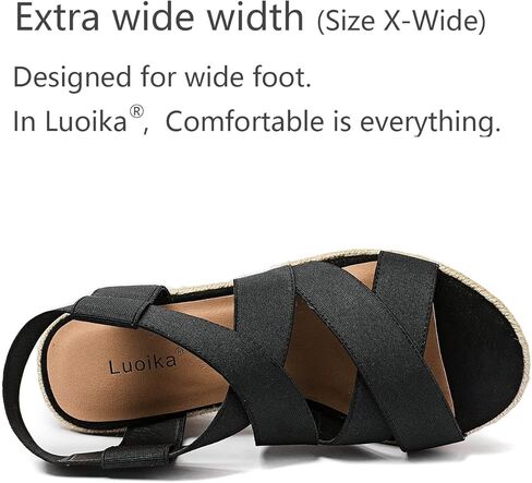 Luoika Wide Wide Width Widge Wedge ، منصة الكاحل ، فتح إصبع القدم Espadrille Pump Pump Heel Women’s Sandals موجزة بالأحذية الصيفية غير الرسمية. in Kuwait