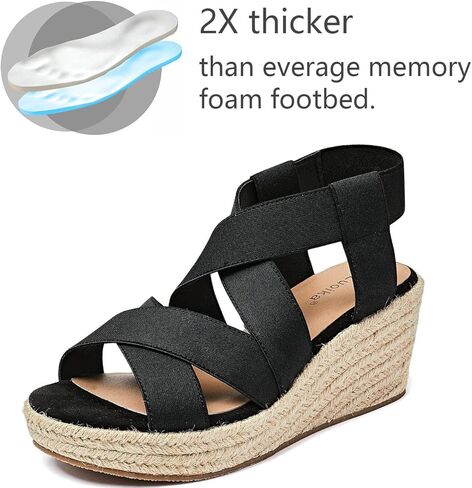 Luoika Wide Wide Width Widge Wedge ، منصة الكاحل ، فتح إصبع القدم Espadrille Pump Pump Heel Women’s Sandals موجزة بالأحذية الصيفية غير الرسمية. in Kuwait
