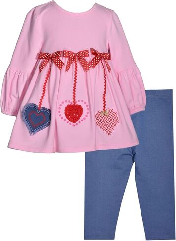 Bonnie Jean Girl's Valentine's Day Outfit - Pink Heart Leggings Set for Baby, Toddler and Little Girls in Saudi Arabia