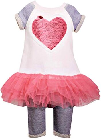 Bonnie Jean Girl's Valentine's Day Outfit - Pink Heart Leggings Set for Baby, Toddler and Little Girls in Saudi Arabia