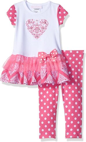 Bonnie Jean Girl's Valentine's Day Outfit - Pink Heart Leggings Set for Baby, Toddler and Little Girls in Saudi Arabia