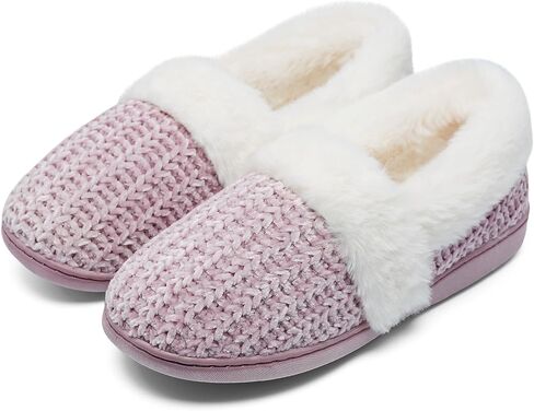 Bigwow Women's Glippers With With Memory Foam Chenille Knit Slip on Plush cloy cloy back-cheep backper slipper warm dard indoor ourdo in Kuwait