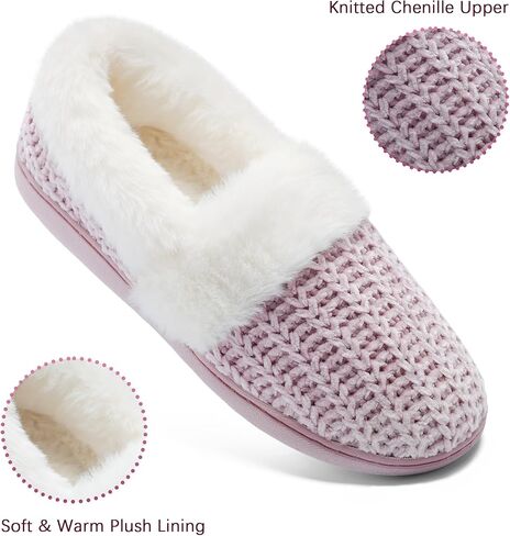 Bigwow Women's Glippers With With Memory Foam Chenille Knit Slip on Plush cloy cloy back-cheep backper slipper warm dard indoor ourdo in Kuwait