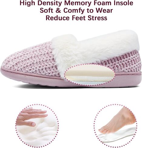 Bigwow Women's Glippers With With Memory Foam Chenille Knit Slip on Plush cloy cloy back-cheep backper slipper warm dard indoor ourdo in Kuwait