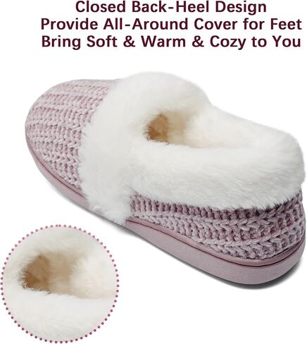 Bigwow Women's Glippers With With Memory Foam Chenille Knit Slip on Plush cloy cloy back-cheep backper slipper warm dard indoor ourdo in Kuwait
