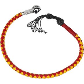 Dream Apparel 36" Motorcycle Get Back Whip Genuine Leather Biker Whip for Handlebar, Motorcycle Whip with Fringes and Skulls, Black