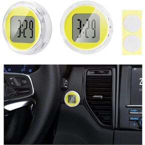 2 PCS Mini Motorcycle Clocks, Waterproof Motorbike Handlebar Digital Clock, 1.1 Inch Stick-On Dashboard Mount Watch, Universal Vehicle Decor Accessories for Motorcycle Car SUV (Black)