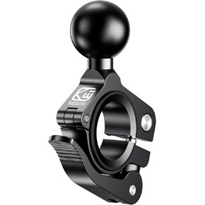 BRCOVAN Handlebar Clamp Mount with 1'' TPU Ball Compatible with RAM Mounts Double Socket Arm Fit Rail 0.5'' 0.87'' 1'' 1.26'' Tool-Free Installation, Aluminum Material, CNC Processing (Black)