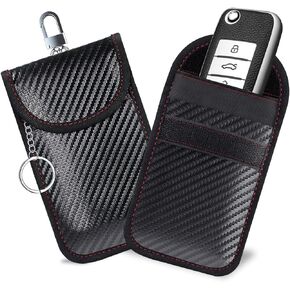 Faraday Bag for Key Fob, Car RFID Key Fob Holder, Car RFID Signal Blocking Key Fob Protector, Carbon Fiber Faraday Pouch Key Fob Protector Car Accessories Faraday Bags, Pack of 2