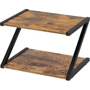 Desktop Printer Stand, 2-Tier Printer Table with Storage Shelf, Under Desk Printer Stand for Home Office, Open Organizer Shelf, Easy Assembly, Rustic Brown PS02BR