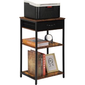 حامل طابعة مع مساحة تخزين، طاولة طابعة ثلاثية الطبقات، رف طابعة صغير مع درج قماش للمنزل والمكتب، منضدة صناعية لملفات الماسح الضوئي لجهاز الفاكس باللون الأسود in Kuwait