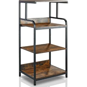 4 Tier Printer Stand with Wheels Printer Desk, Multipurpose Office and Home Storage Rack, Removable and Fixed Printer Stand for Fax Machines, Scanners, Rolling Cart Stand Vintage Brown
