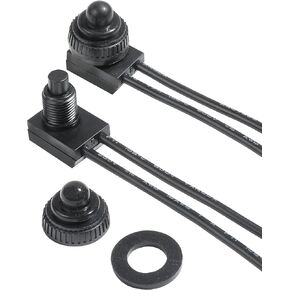 2PCS Black Push Button Switch,12V Waterproof Push Button Switch Wired SPST On Off Switches,KP-107 On/Off Switch with 4''Lines for Car Motorcycle RV Bathroom Fan
