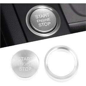 Car Push Start Button Cover Compatible with Audi,Cool Aluminum Engine Start Button Cover with Metal Ring for Car Decorations,Car Accessories Interior Start Stop Button Cover (Red)